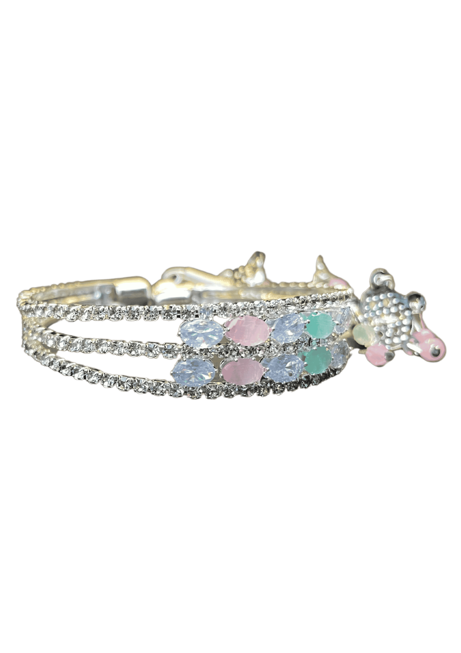 Pastel Gemstone Trio Silver Plated Bracelet